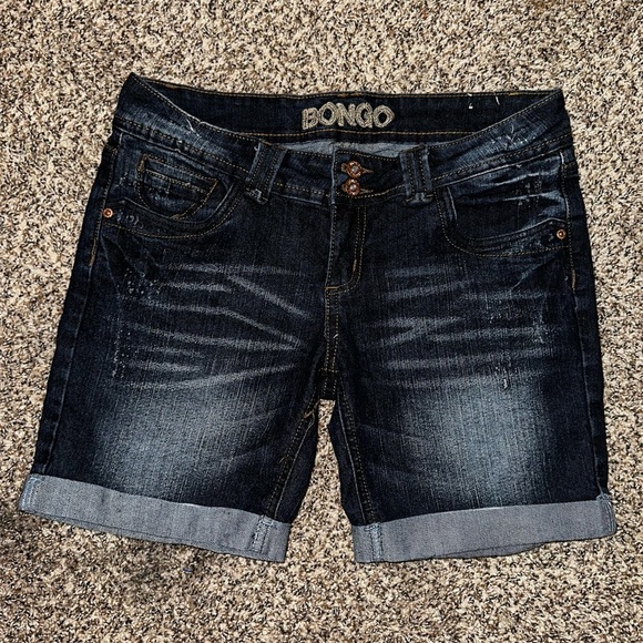 BONGO Blue Jean Shorts with Cuffed Hem and Stretchy Fit - Picture 1 of 3